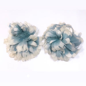 Vintage Baby Blue and White Feather Cuffs