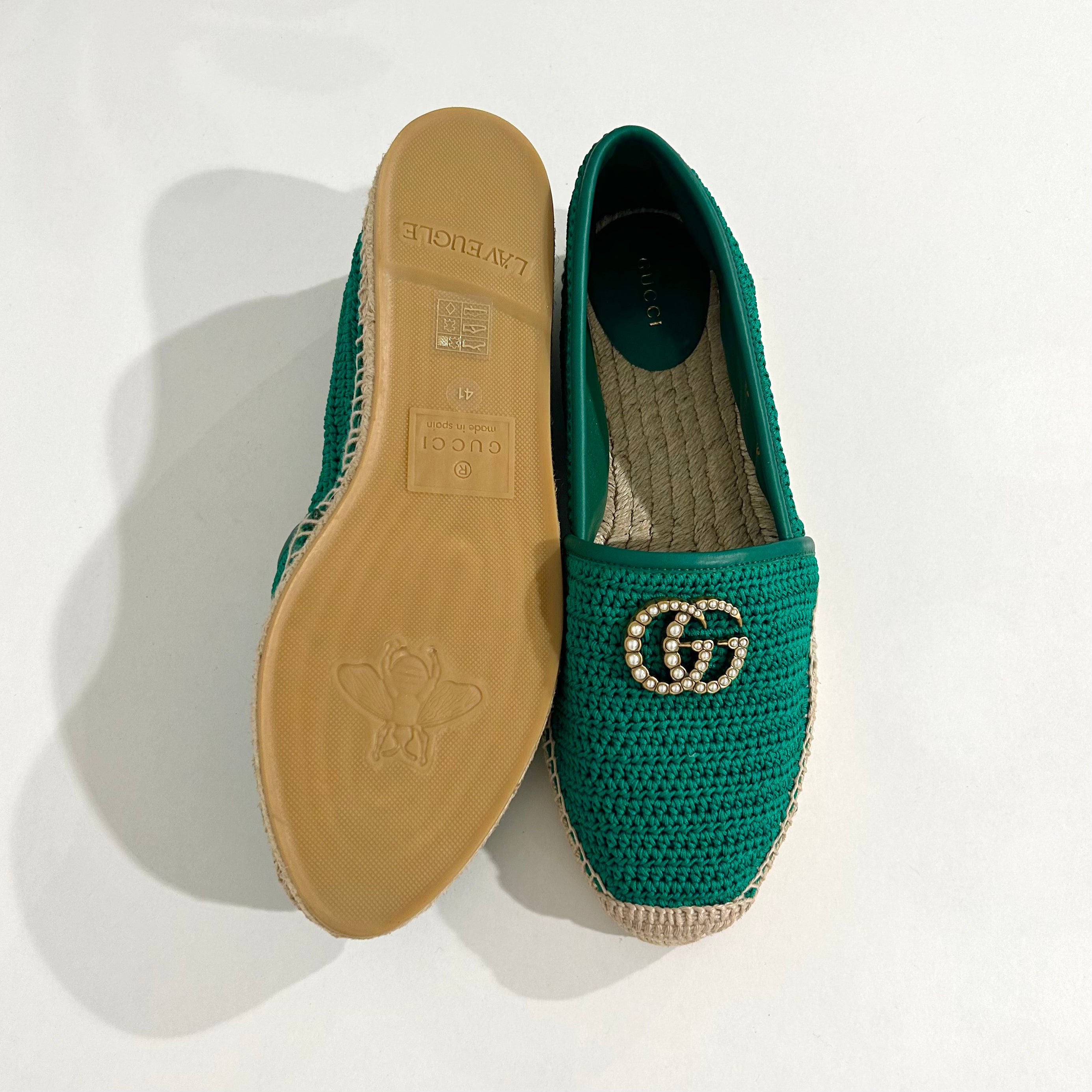 Gucci Green Woven Espadrilles size 41