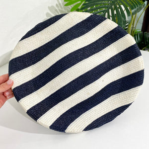 Chanel Navy and White Stripe Saucer Hat