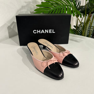 Chanel Pink & Black Mules