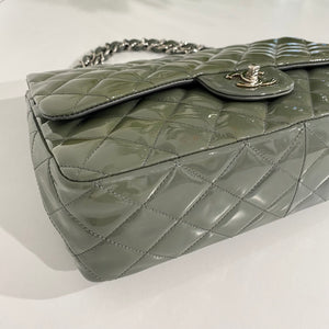 Chanel Grey Patent Jumbo Flap Bag