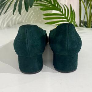 Gucci Green Suede Horsebit Heels